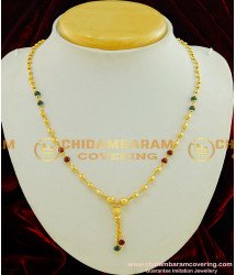 SHN031 - Gold Design Daily Wear Red Green Crystal Mangalsutra Online  