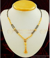 SHN045 - Gold Hindu Mangalsutra Design Black Beaded Double Line Mangalsutra for Women