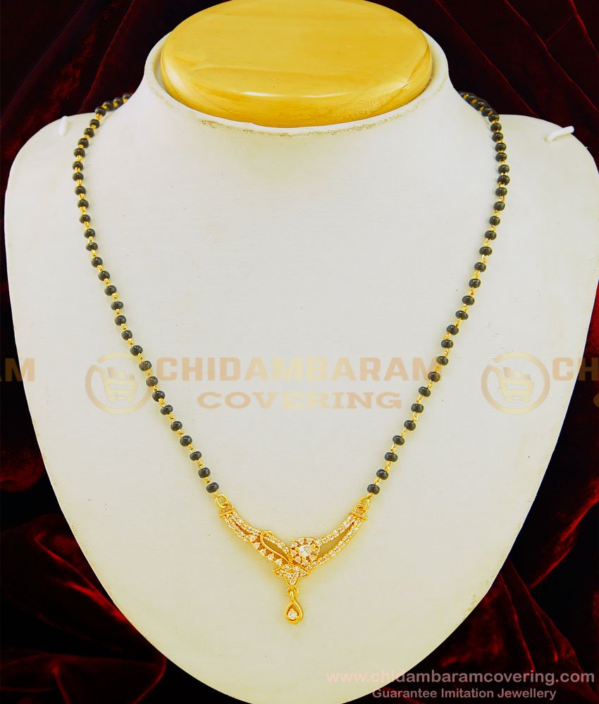 SHN052 - One Gram Gold Daily Wear Modern Diamond White Pendant Mangalsutra Designs Buy Online  