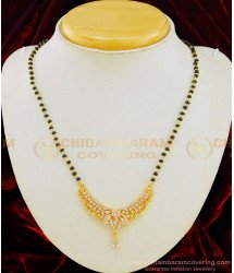 SHN053 - Latest High Quality Gold Plated Diamond White Pendant Gold Design Short Mangalsutra   