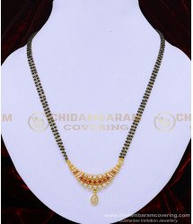 SHN066 - One Gram Gold Daily Wear Modern White and Ruby Stone Pendant Mangalsutra Designs Online  