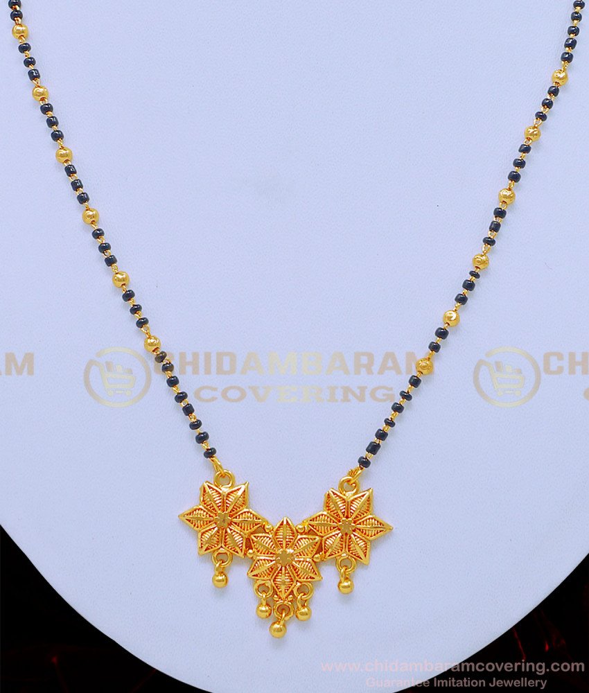 black beads chain, short mangalsutra, gold mangalsutra, 