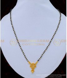 BBM1026 - Buy North Indian Daily Wear Black Beads with Flower Pendant Short Mangalsutra Online