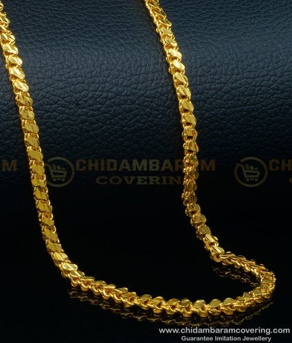 SHN094 - 18 inches Leaf Design One Gram Gold Plated Chain Online 