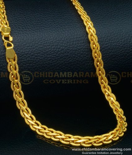 SHN097 - 18 Inch One Gram Gold Plated Short Link Chain Boys Chain Design Online 