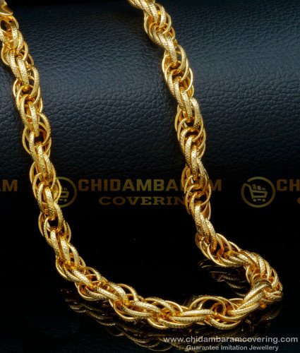 SHN105 - New Fashion Twisted Heavy Gold Chain Design Artificial Chain for Men 