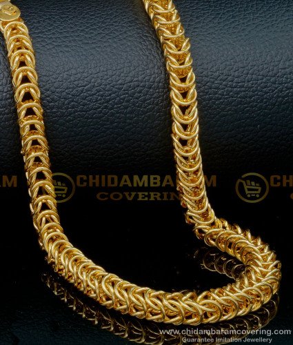 SHN108 - One Gram Gold Heavy Gold Chain Design Cuban Link Chain for Men 