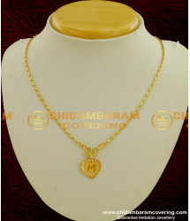 SCHN066 - Gold Plated Alphabet ‘M’ Letter Pendant with Chain for Boys and Girls
