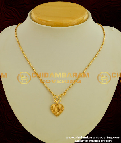 SCHN072 - Gold Plated Alphabet ‘D’ Letter Pendant with Chain for Boys and Girls