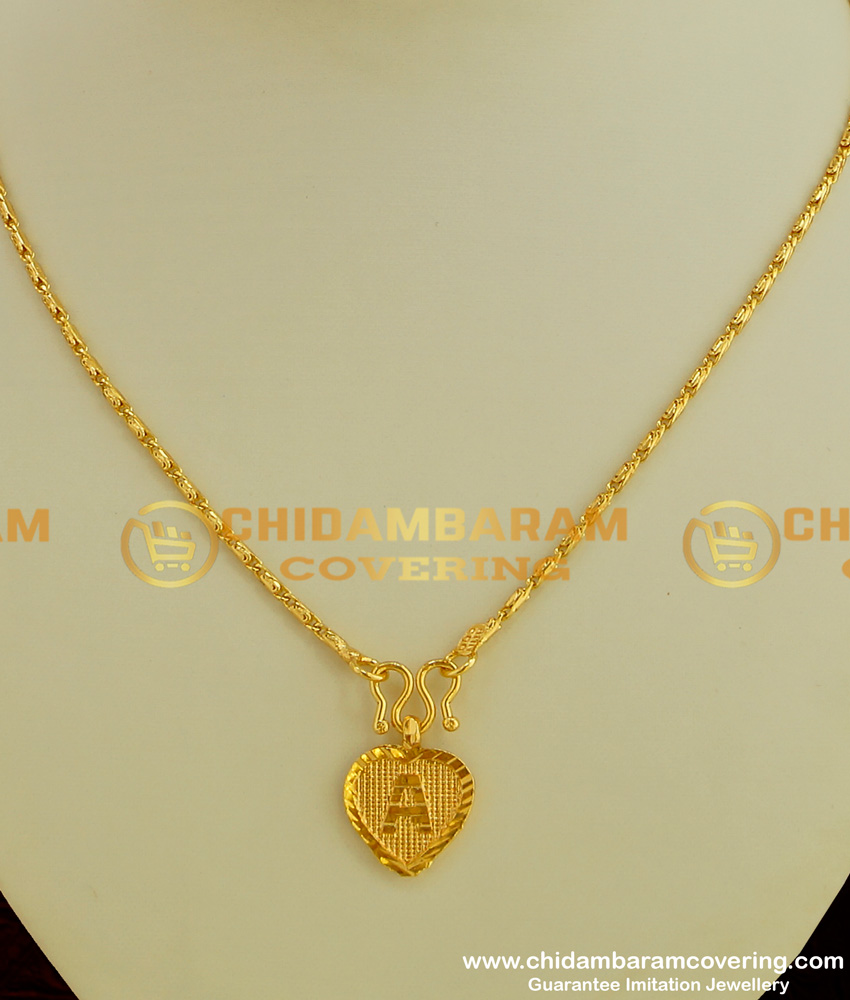 SCHN075 - Gold Plated Alphabet ‘A’ Letter Pendant with Chain for Boys and Girls