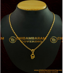 SCHN186 - One Gram Gold Plated Plain Casting Type Tamil Om Pendant with Chain Buy Online