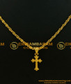 SCHN190 - Stylish Slim Female Gold Cross Pendant with Short Chain Buy Online