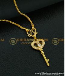 SCHN198 - Unique Stone Key Locket Pendant Design Gold Plated Dollar Collections with Chain Online