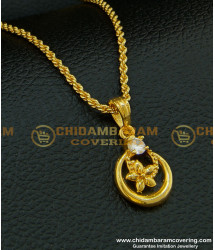 SCHN200 - Flower Model white stone gold pendant designs with chain online shopping 