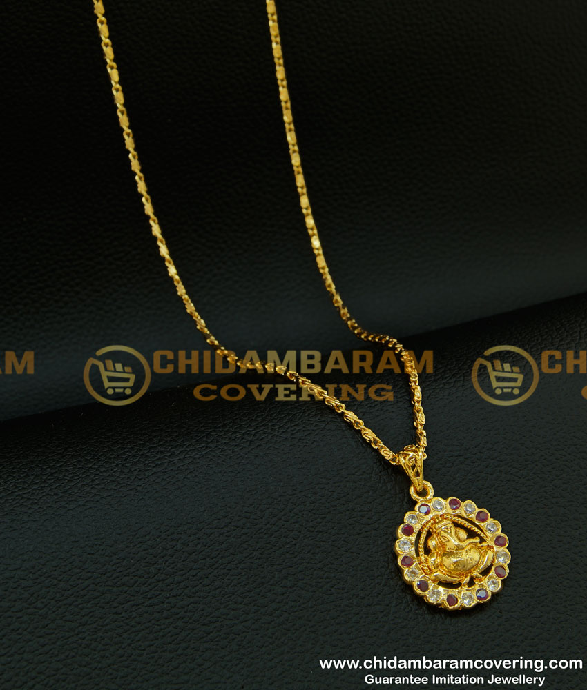 SCHN202 - Lord Ganesh Pendant Designs Buy Religious One Gram Gold Stone Pendant Online