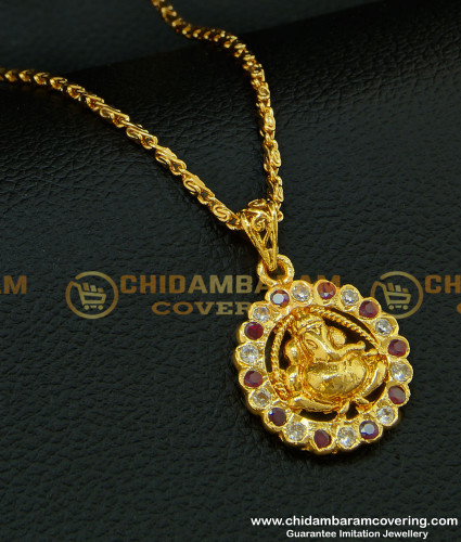 SCHN202 - Lord Ganesh Pendant Designs Buy Religious One Gram Gold Stone Pendant Online