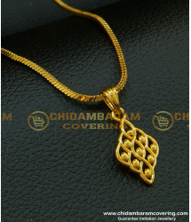 SCHN206 - 18 Inches Chain with Unique Plain Gold Casting Pendant Buy Imitation Jewellery