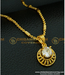 SCHN214 - Unique Big Stone Pendant Design in Gold Plated Jewelry With Small Chain 