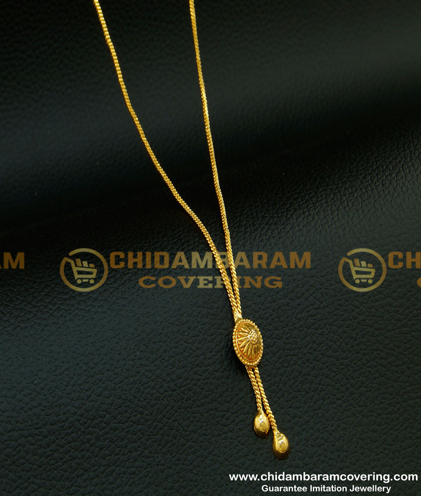 SCHN220 - One Gram Gold Plated Cute Pendant With Attached Short Chain For Ladies 