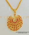 SCHN251 - One Gram Gold White and Ruby Stone Peacock Dollar Chain for Girls and Women  