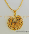 SCHN253 - Most Beautiful Real Gold Design Short Chain with Black Stone Peacock Pendant Buy Online