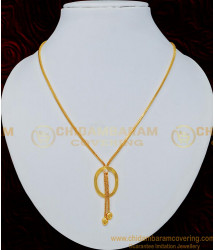 SCHN260 - Latest Light Weight Oval Shape White Stone Pendant with Small Chain for Teenage Girl
