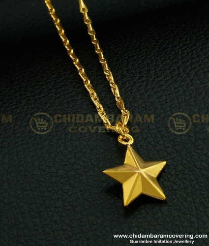 SCHN271 - One Gram Gold Cute Small Size Star Dollar Chain Daily Wear Collections