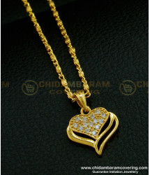 SCHN277 - Trendy White Stone Heart Locket Chain Gold Plated Dollar Chain for Women