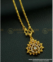 SCHN285 - Gold Look Gold Plated White Stone Dollar with Short Chain for Women