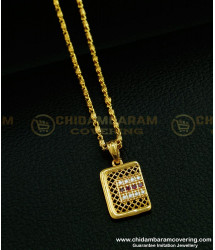 SCHN287 - New Design White and Ruby Stone Small Pendant with Short Chain Online 
