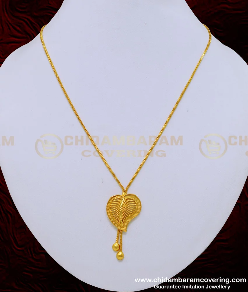Buy Attractive Leaf Design One Gram Gold Plated Short Chain for Ladies