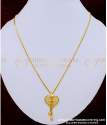 SCHN303 - Trendy Heart Design White Stone Pendant Chain Buy Online 