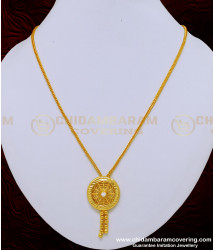 SCHN304 - American Diamond Round Gold Locket Design Dollar Chain for Women