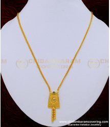 SCHN306 - Latest Emerald Stone Modern Gold Short Chain Pendant Online 