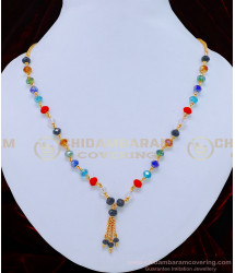 SCHN307 - Trendy Colorful Crystal Navaratna Chain Buy Indian Imitation Jewelry