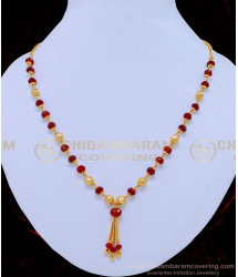 SCHN308 - 18 Inches Attractive Maroon Crystal Chain Gold Plated Jewellery Online