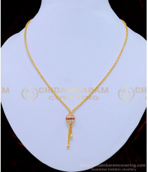 SCHN310 - One Gram Gold White and Ruby Stone Ball Pendant With Chain Buy Online