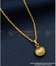 SCHN314 - Simple Look Daily Wear Glitter Finish Round Pendant with Short Chain for Girls 