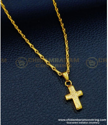 SCHN315 - One Gram Gold Cute Small Size Glitter Shade Christian Cross Pendant Buy Online 