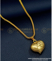 SCHN317 - Unique Gold Puffed Heart Pendant Design with Short Chain for Female 