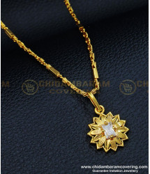 SCHN320 - Sparkling White Stone Dollar with Chain Daily Use Gold Pendant for Women 