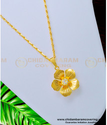SCHN338 - Elegant Gold Design Daily Use White Stone Dollar With Short Chain for Ladies 