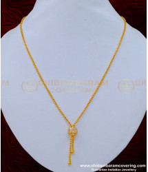 SCHN340 - One Gram Gold Plated White Stone Ball Dollar with Chain for Girls