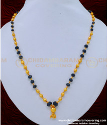 SCHN343 - Trendy Black Crystal with Gold Beads Chain Buy Indian Imitation Jewelry