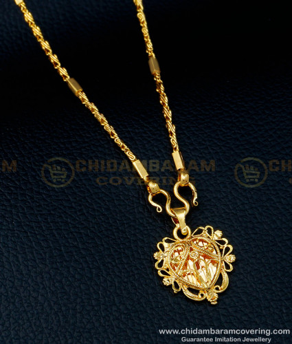 SCHN348 - Traditional Gold Chain Dollar Design Heart Shape Pendant with Short Chain  