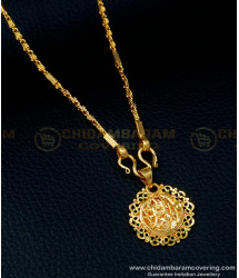 SCHN350 - Round Shape Gold Pattern Dollar Female Gold Chain with Locket Design  
