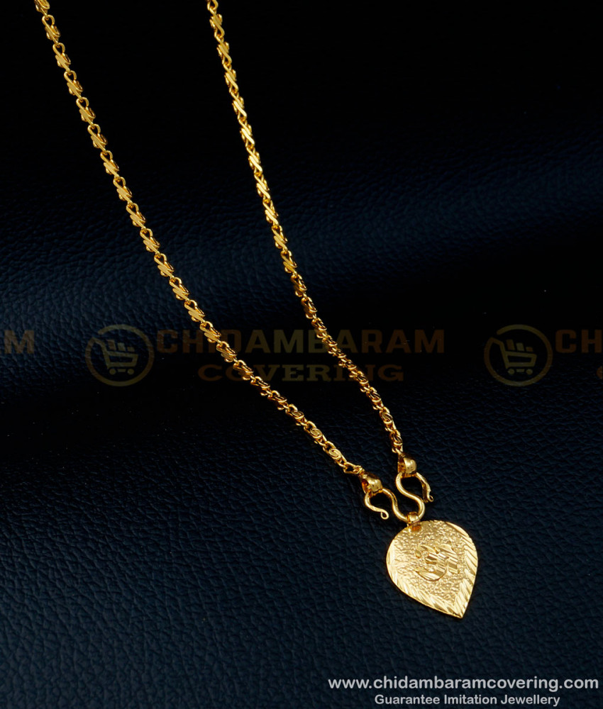 om pendant, dollar chain, one gram gold jewellery, short chain with dollar, small chain dollar, om locket, 