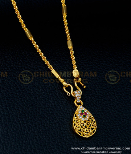 SCHN363 - Elegant Real Gold Design Gold Covering Dollar with Short Chain for Ladies 
