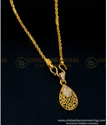 SCHN364 - Real Gold Design White Stone Covering Pendant with Short Chain for Ladies