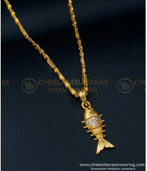 SCHN371 - New Model Daily Use White Stone Fish Pendant with Small Chain Online